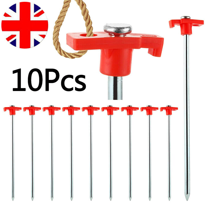 10Pcs Tente en acier galvanisé lourd Pèlerins en métal Camping Anchor de feuille de sol HS