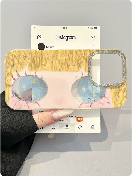 Cute Doodle Star avec grand yeux cas de téléphone dur créatif