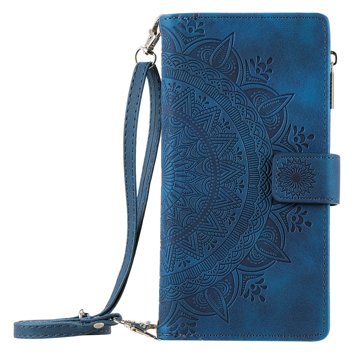 Multi-carte Embossed Totem carte en cuir zipper sac de téléphone