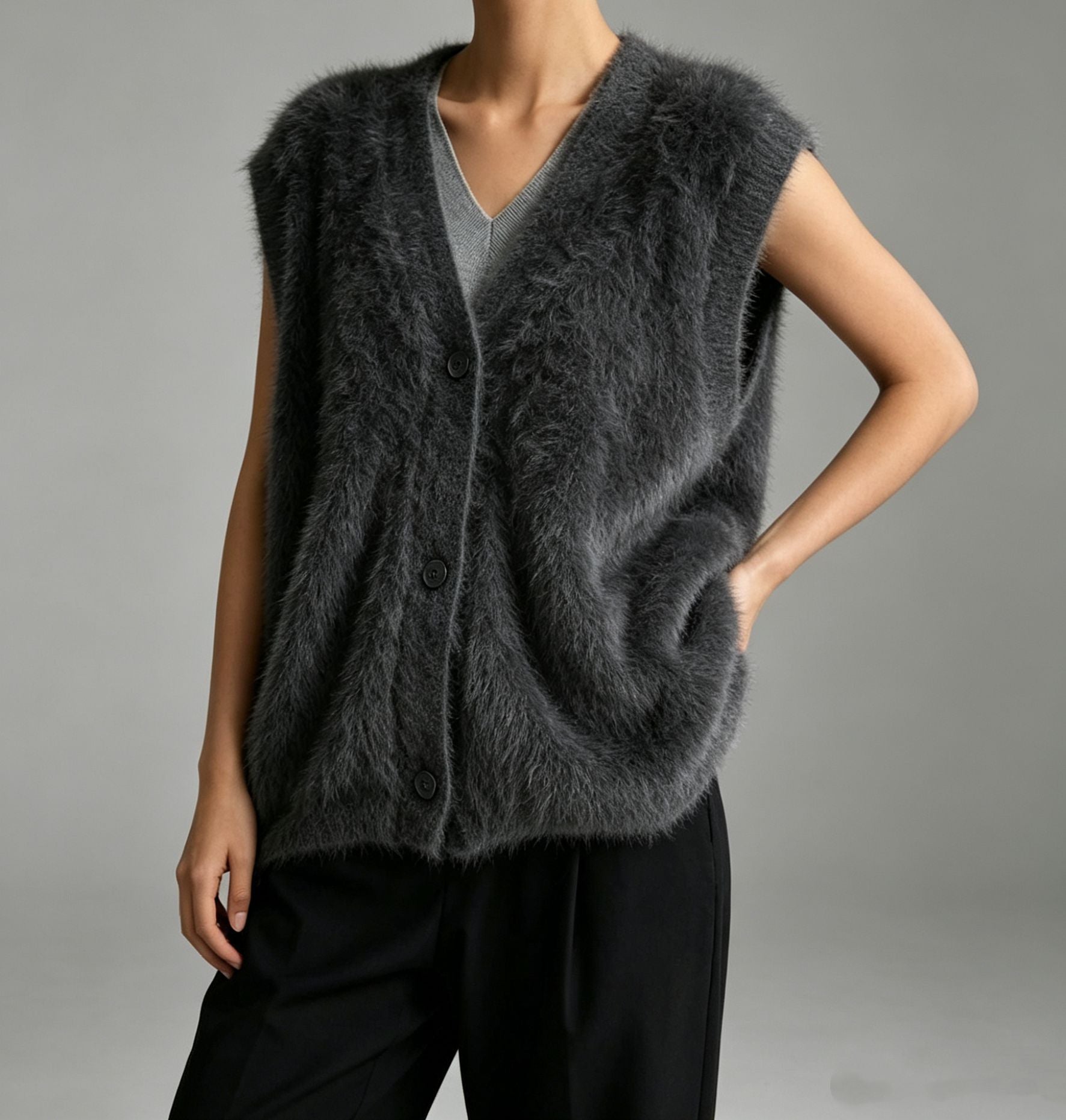 Veste courte Cardigan pour femmes de couleur unie