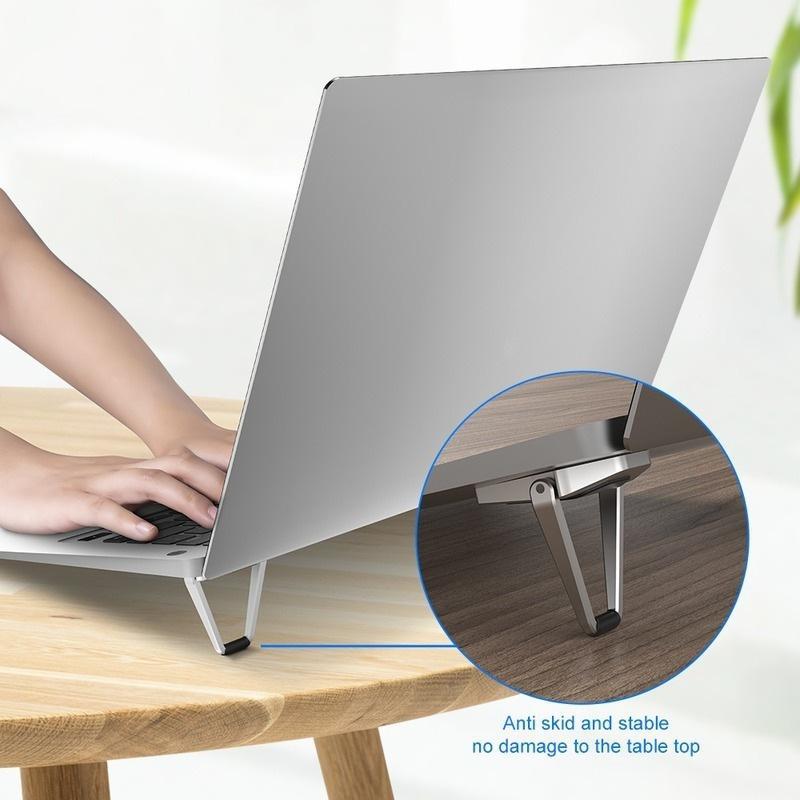 Petit support d'ordinateur en alliage d'aluminium pliable et portable invisible