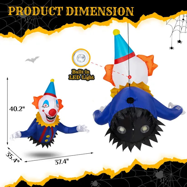 3.3 FT Clown gonflable d'Halloween brisé de la fenêtre décorations extérieures