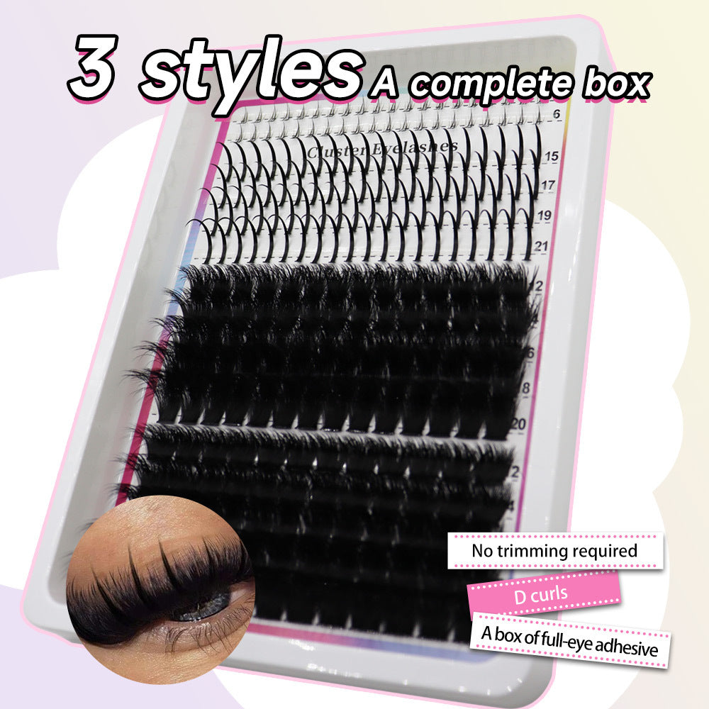Faux cils segmentés de style féodal et mal emballés