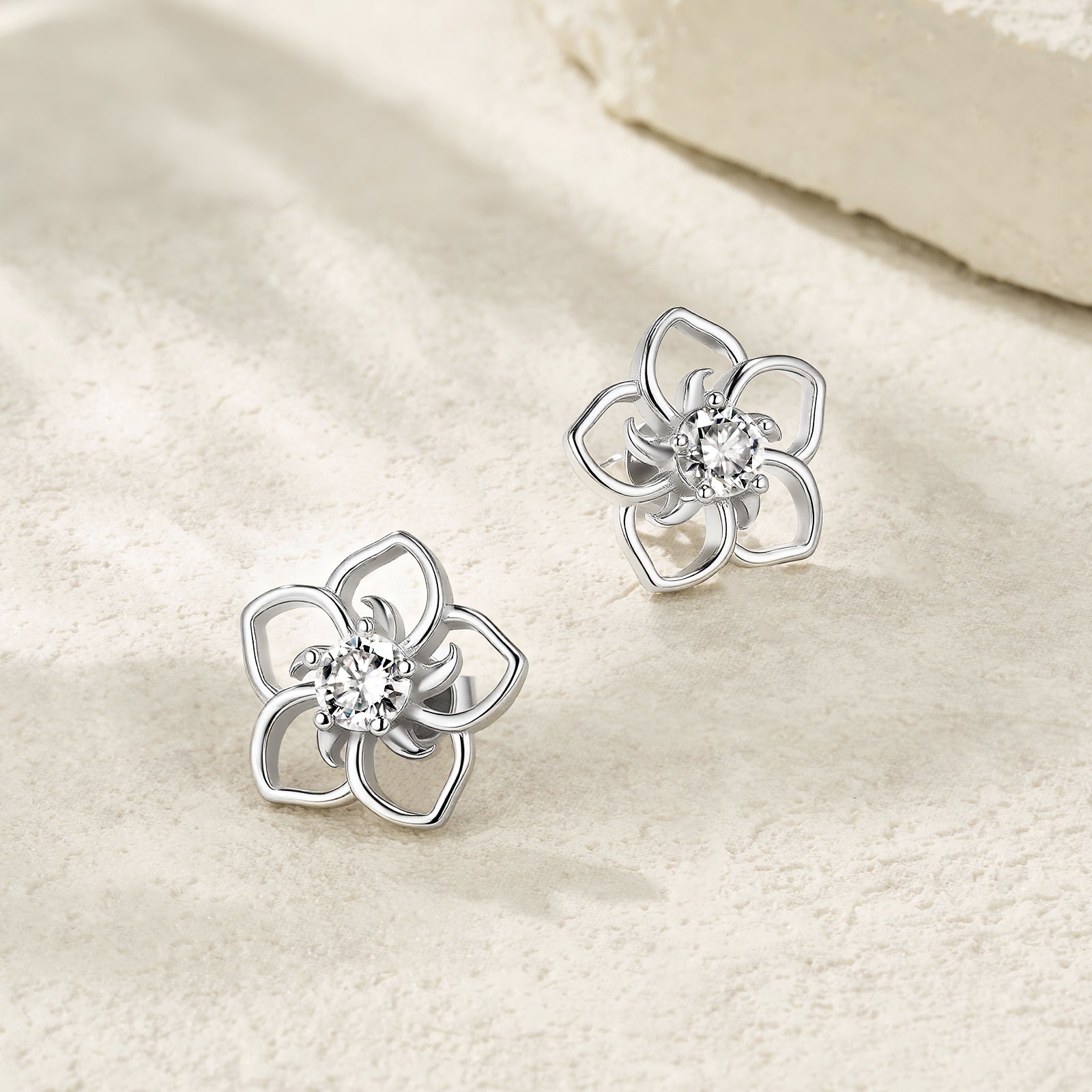 S925 Boucles d'oreilles Sterling Silver Abstract Flower Stud