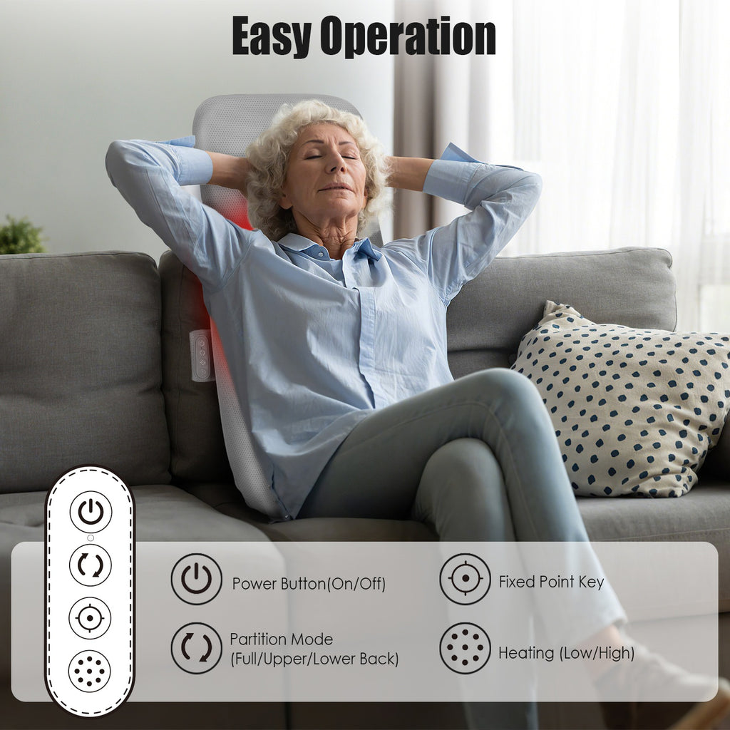1 Set Massager dos complet avec noeuds à tricoter roulant Chauffage apaisant 3D de tissu profond Shiat