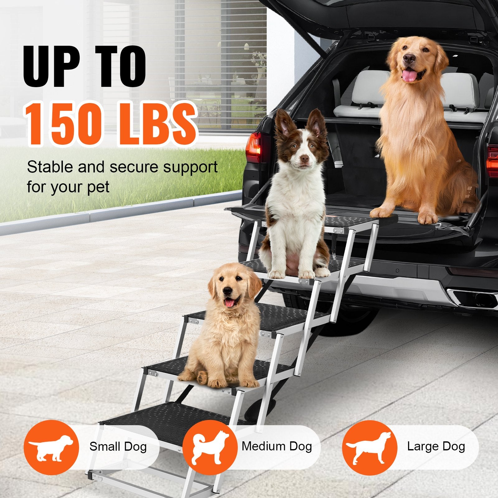 Escalier pour chiens pour voitures Étapes de pliage pour chiens jusqu'à 150 Lbs