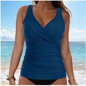 Haut de maillot de bain Crossover col V avec paillettes réglables
