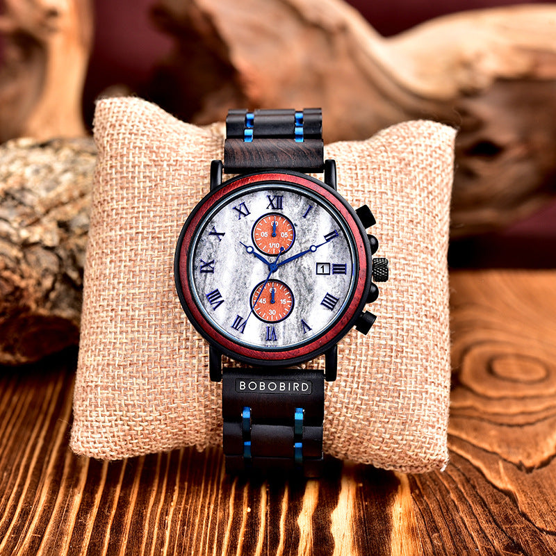 Montre de décoration Quartz en bois unisexe
