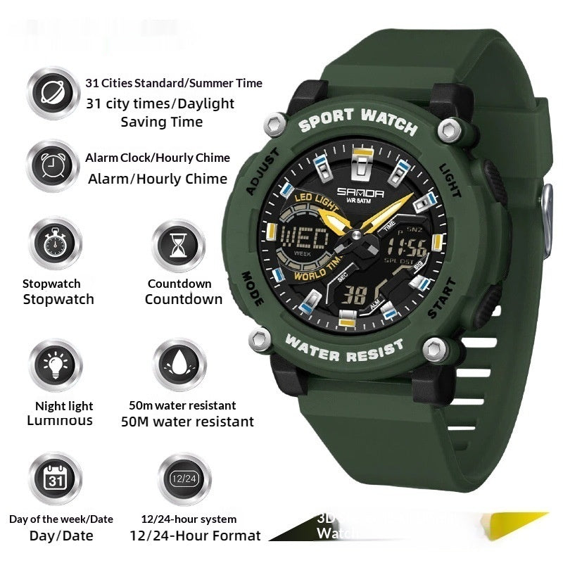 Élèves Dual-display Luminous Chronograph Watch for Hiking