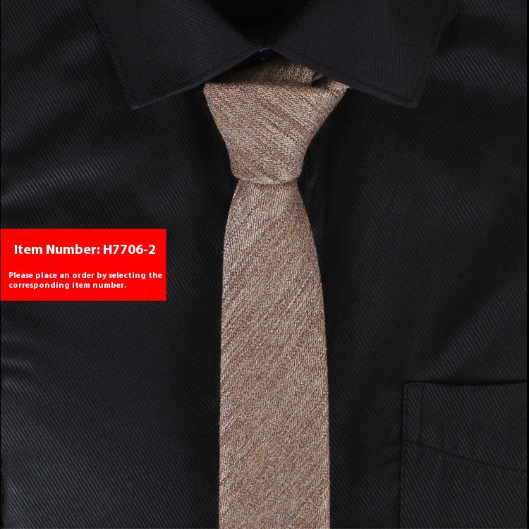 Solide Couleur Coréen Style Narrow Coton Homme 6cm Formel Porter Affaires Casual Mariage Tie