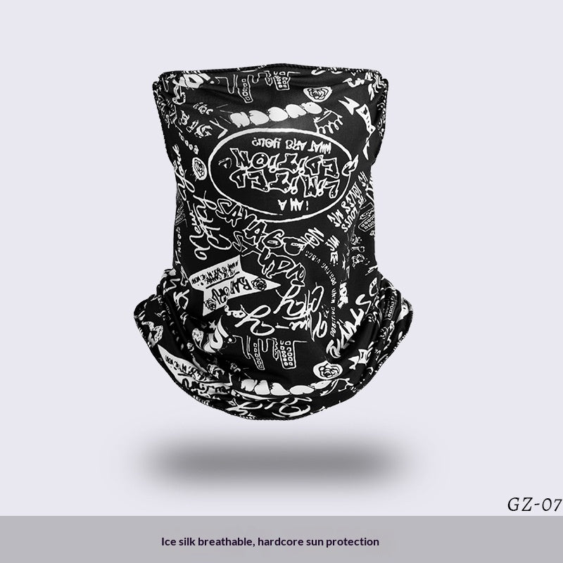 Masque de visage en boucle d'oreille en soie de glace protecteur de cou de sport