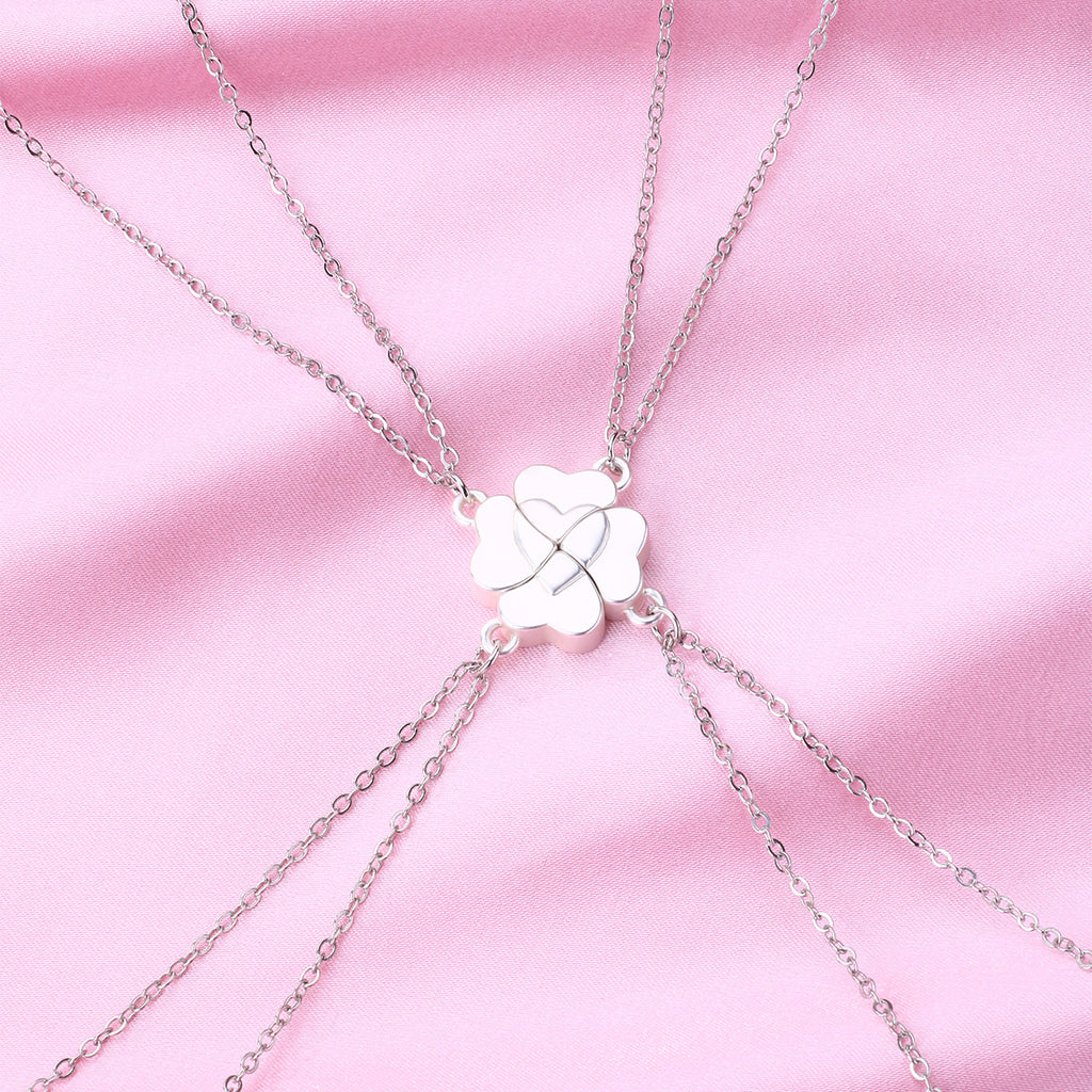 Collier de couture Clover à quatre feuilles Magnetite Good Friends Combinaison de 4 personnes