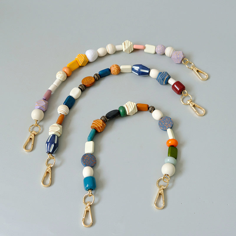 Fashionable Colorful Retro chaîne en bois fait main Sac à main courte chaîne de transport