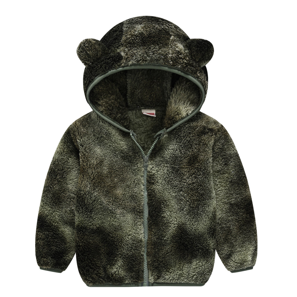 Manteau à capuche en couleur solide pour ours nouveau-né