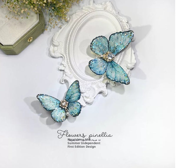 Bleu clair Aqua Butterfly Cheveux pétillants Petit bec de canard Clip
