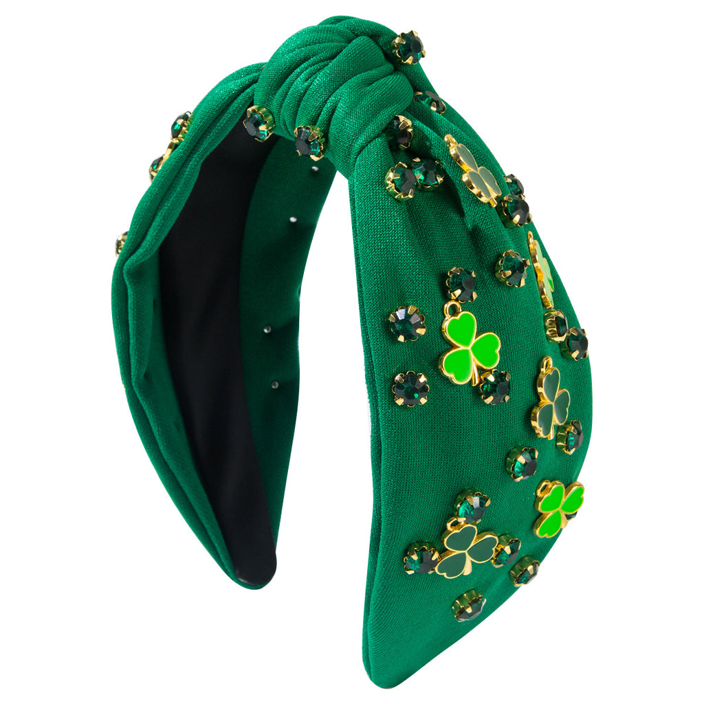 Strass Green Clover Décoration Accessoires Cheveux Hoop Femme