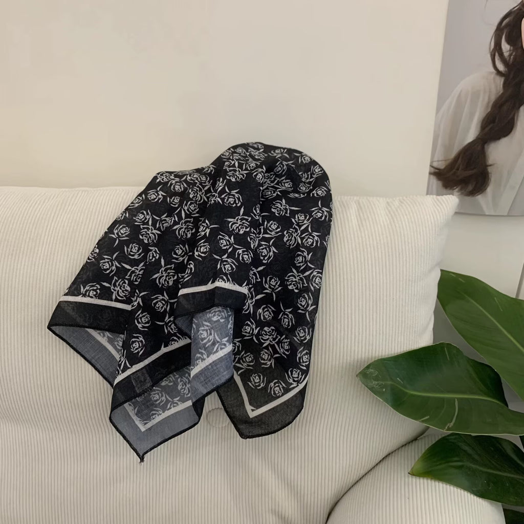 Écharpe carrée en coton et en coton de style coréen pour femmes