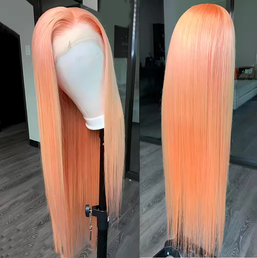 Lumière Orange Long cheveux droit 134 Dentelle avant fibre chimique fibre haute température fibre perruque H