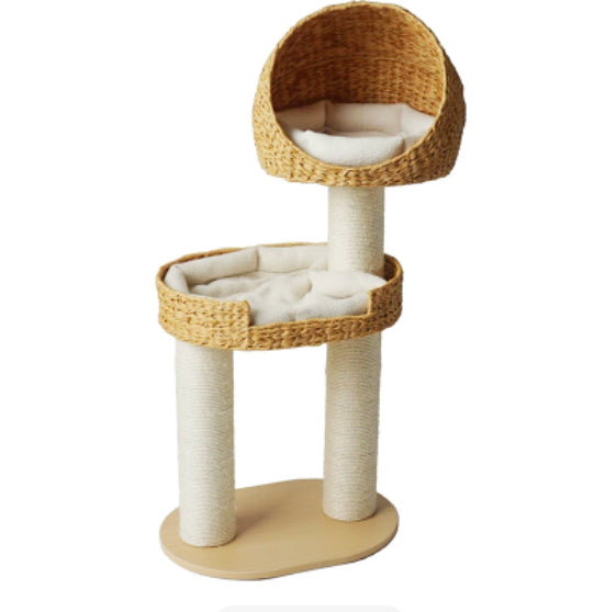 Green Song Woven Cat Climbing Frame with Thick Posts Cat Tree Cat Bed and Scratching Post