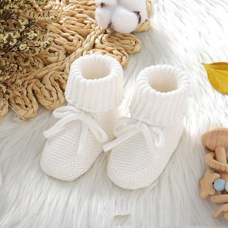 Bébé Solid Couleur Mignon Bowknot Knitted Toddler Chaussures