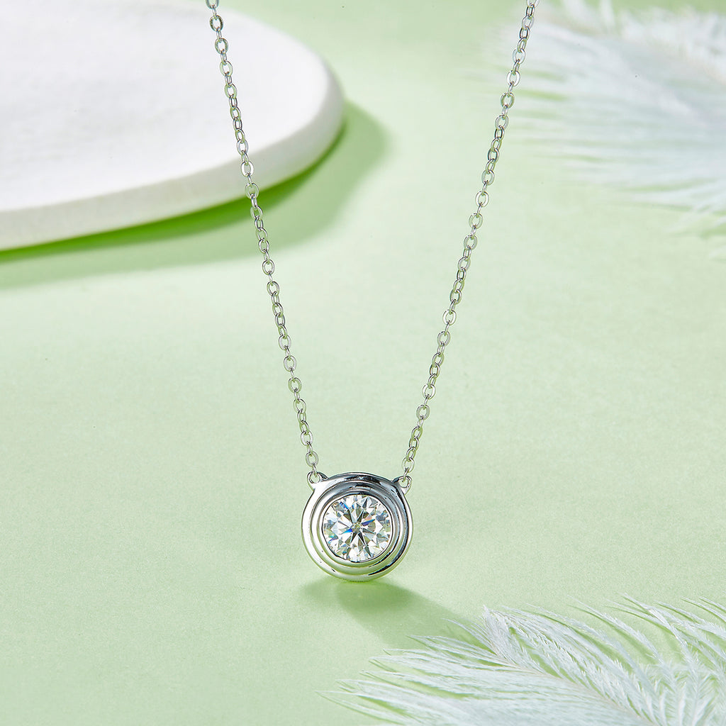 S925 Collier en argent sterling 1ct Moissanite