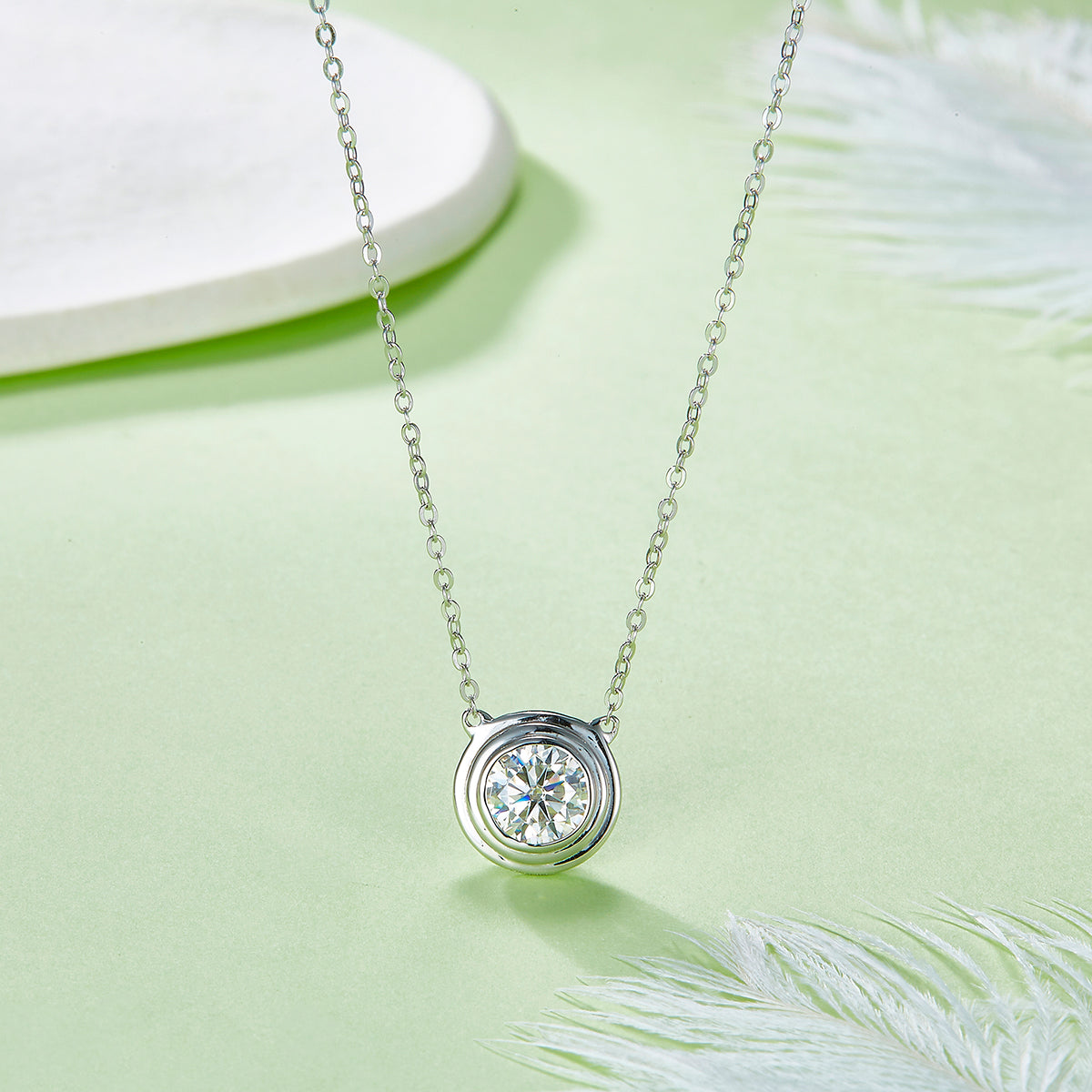 S925 Collier en argent sterling 1ct Moissanite