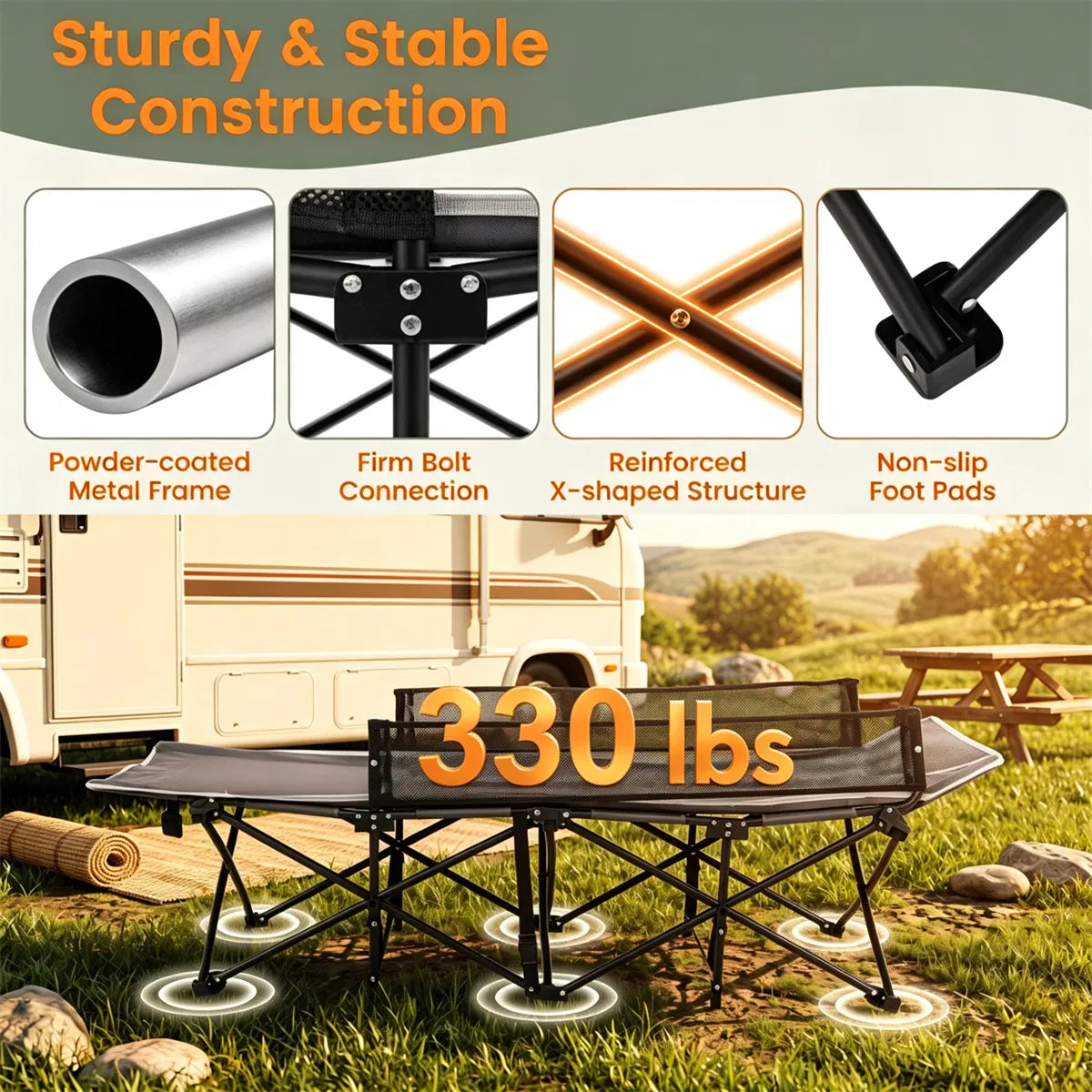 Lit de camping sans assemblage gris Portable pour tout-petit