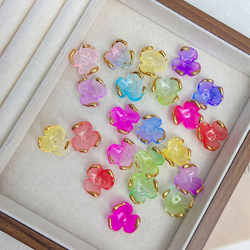 Charms de Clover Acrylique 3-Petal doré