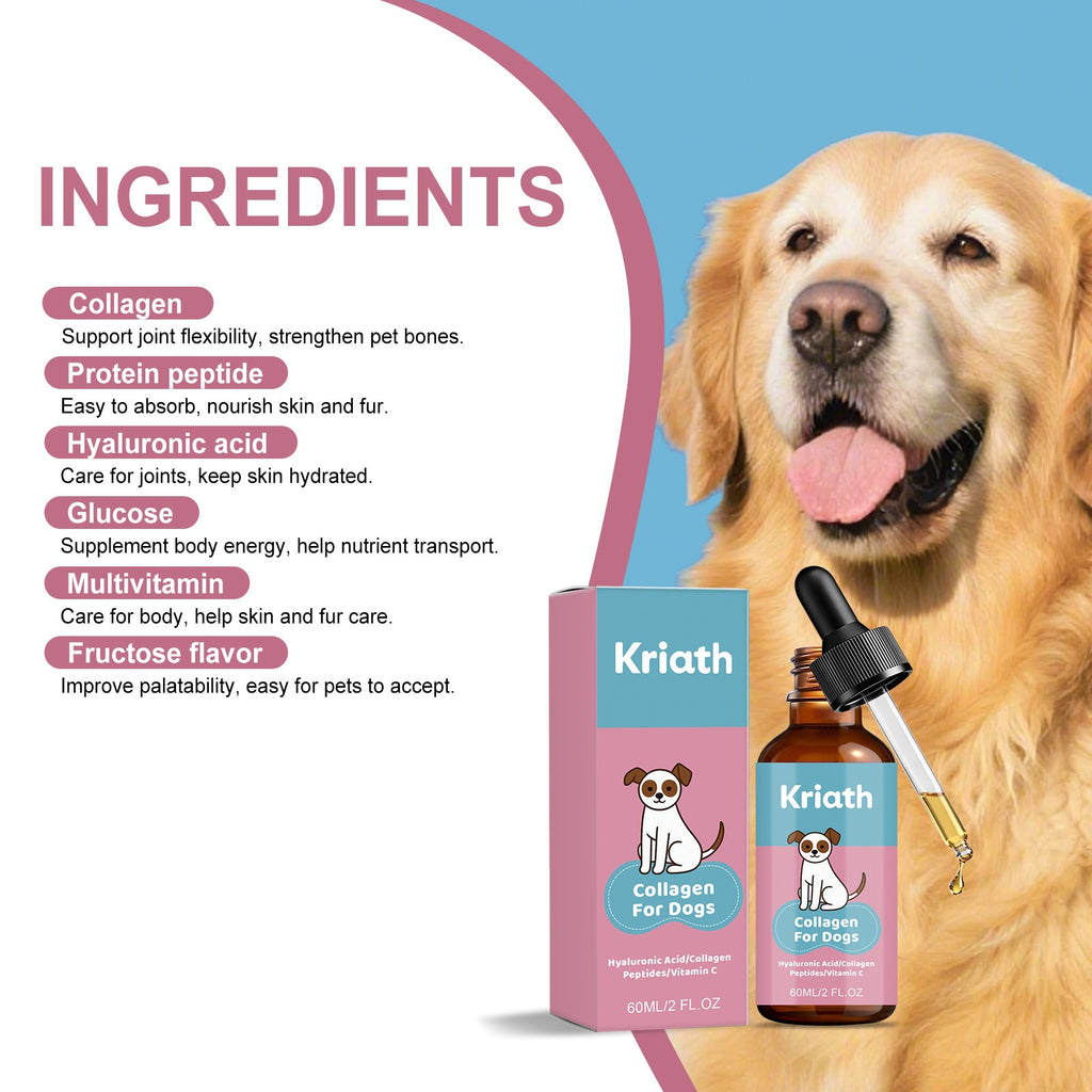 Kriath Collagen gouttes pour les chiens soins doux quotidiens pour le corps de votre chien