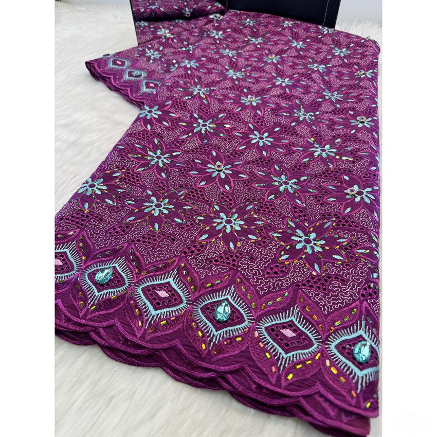 Ensemble de tissu de coton brodé perforé en acier inoxydable