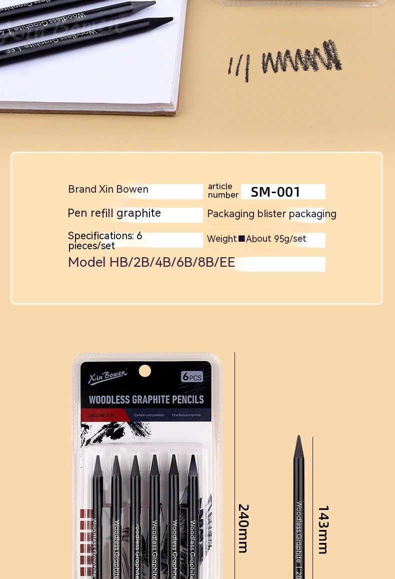 Crayon de croquis en graphite sans bois 6 PC Costume pour art