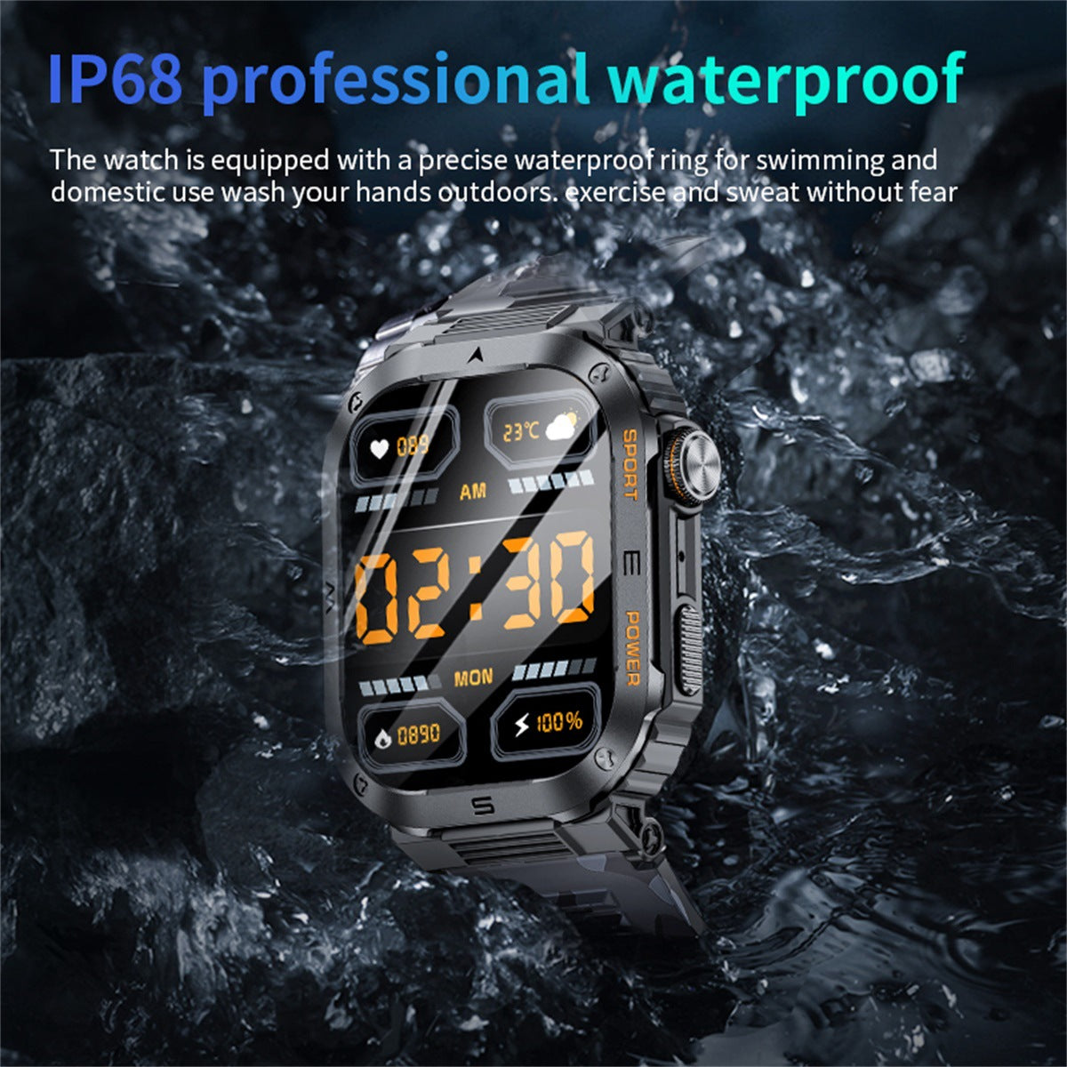 Multifonctionnel réveil étanche Grand cadran montre rappel intelligent