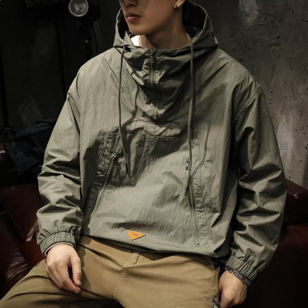 Hommes Vêtements de travail Veste de brise-vent à capuchon
