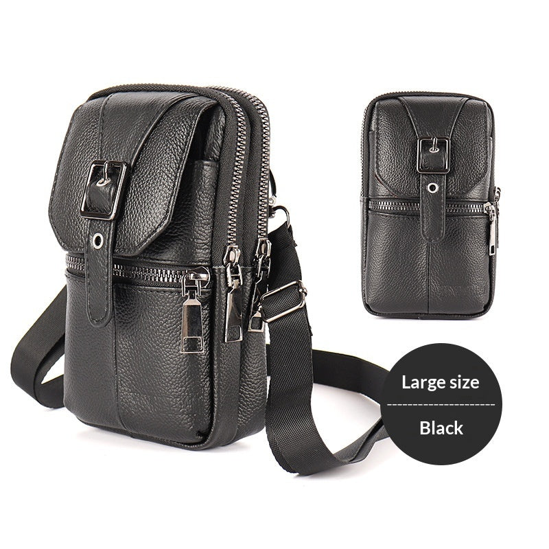 Véritable sac de téléphone multifonction en cuir attaché à la ceinture pour hommes