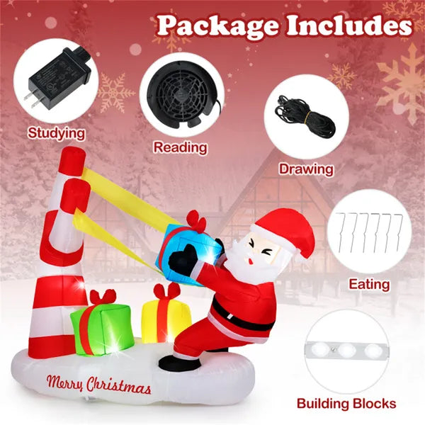 Décoration du Père Noël gonflable 7ft - 5 lumières LED intégrées 210T polyester Quick Inflati