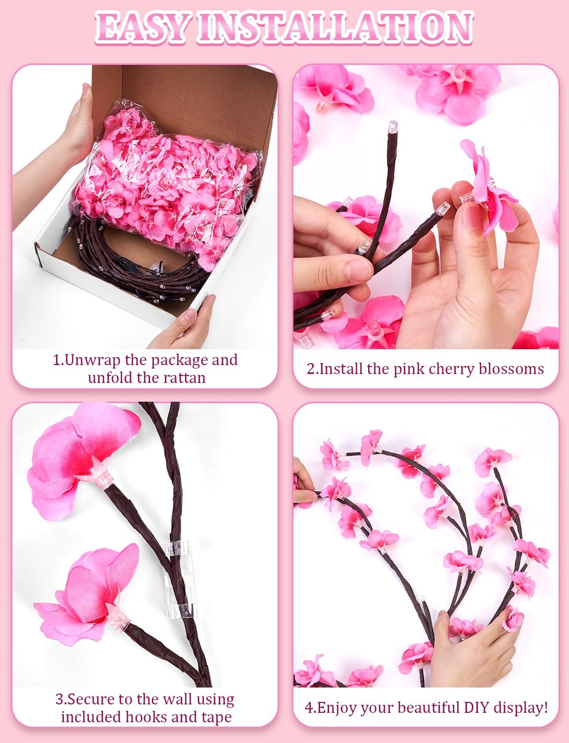 Cerise LED arbre lumières de branche pour le mur