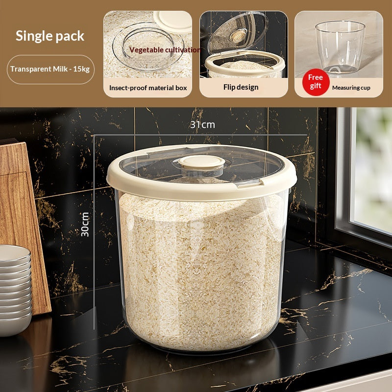 Seau de riz scellé à l'humidité du ménage de grande capacité transparent