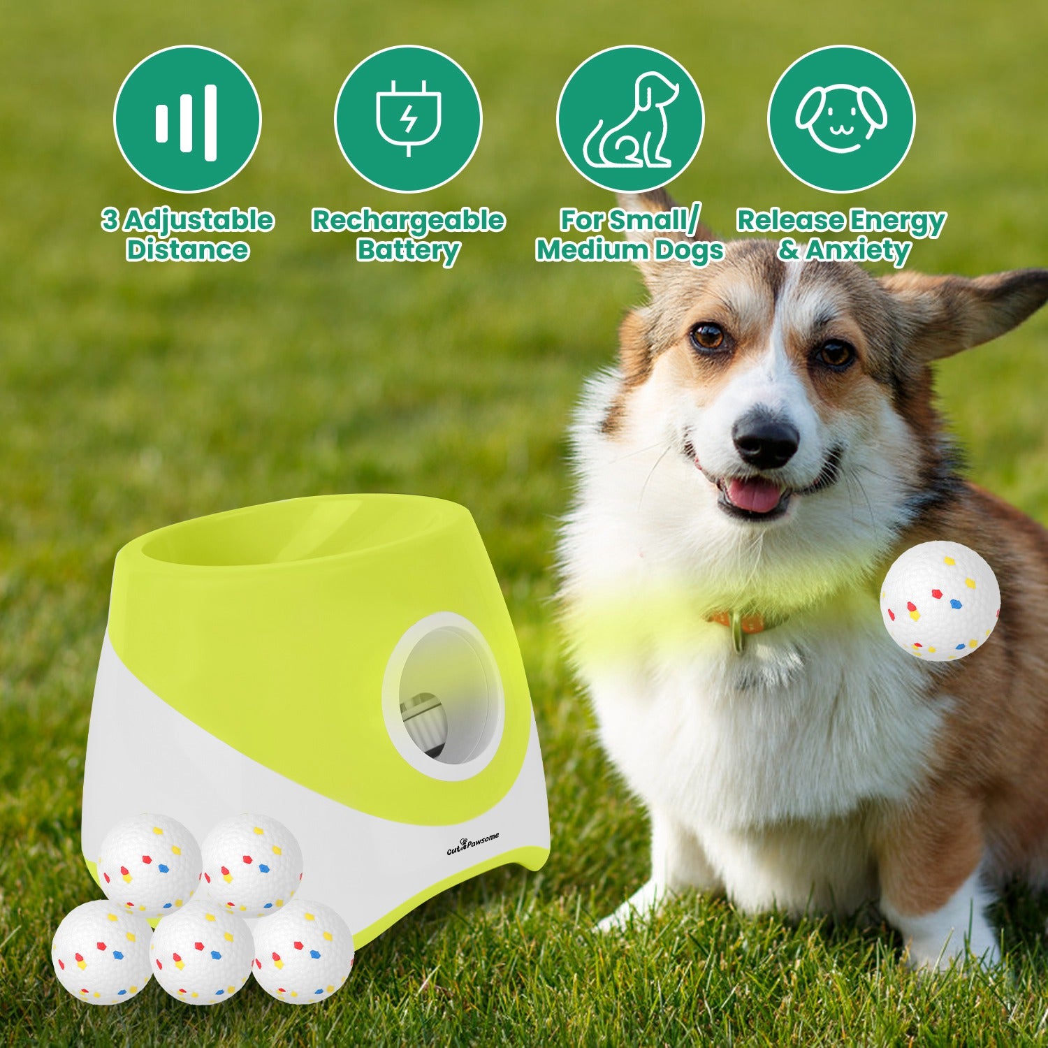 Lance-balles de chien automatique Rechargeable Interactive Pet Ball Lanceur pour petit chien moyen