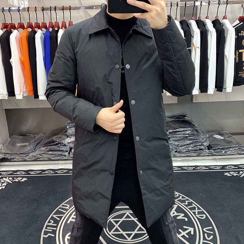 Mens Slim-fit Mi-long Lapel Coat