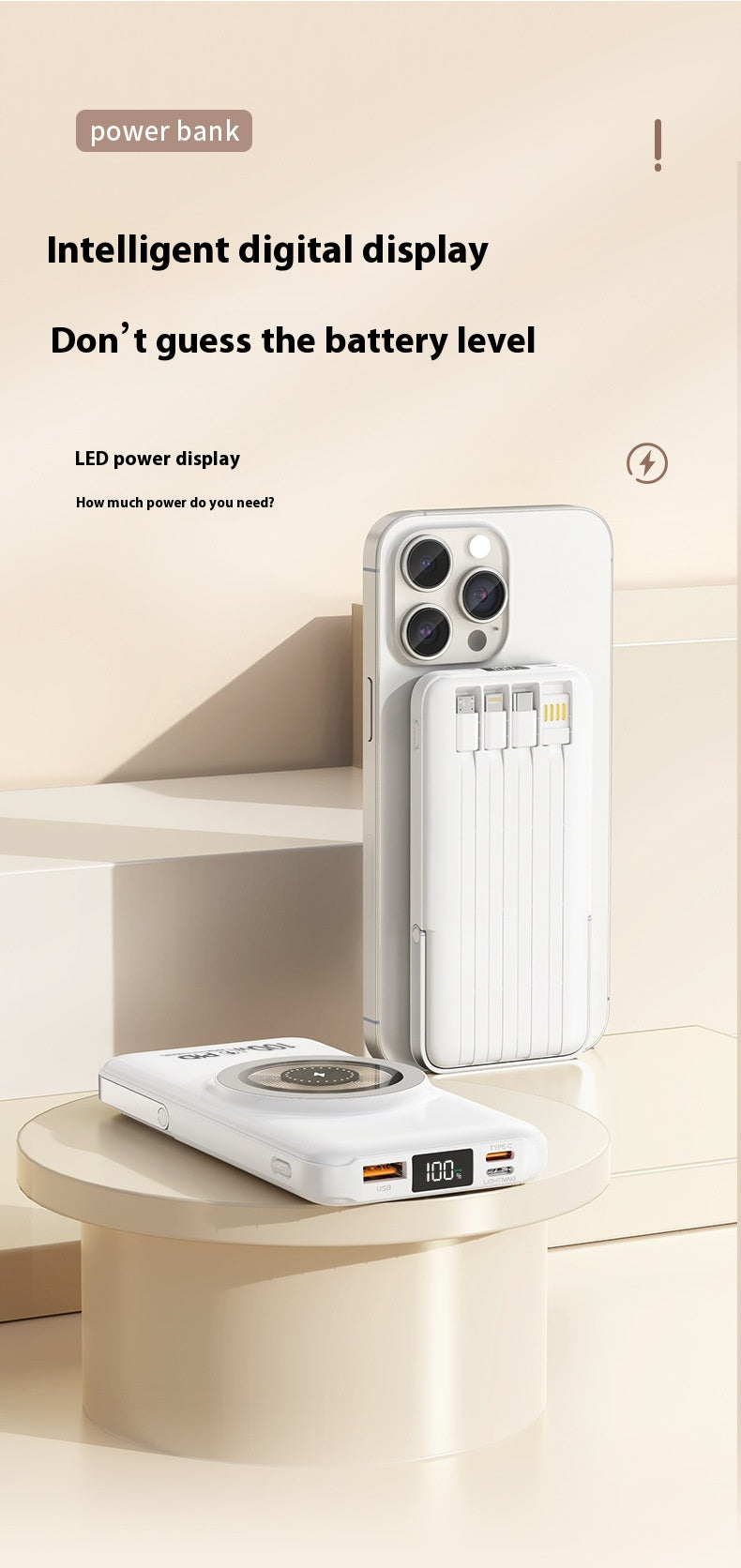 Grande capacité partagée avec câble 20000 MA Power Bank