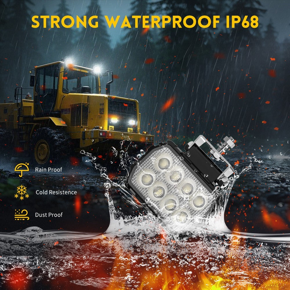 2PCS 4.4 Inch Led Rectangulaire Led lumières de travail d'inondation faisceau d'ajustement digger tracteur digger