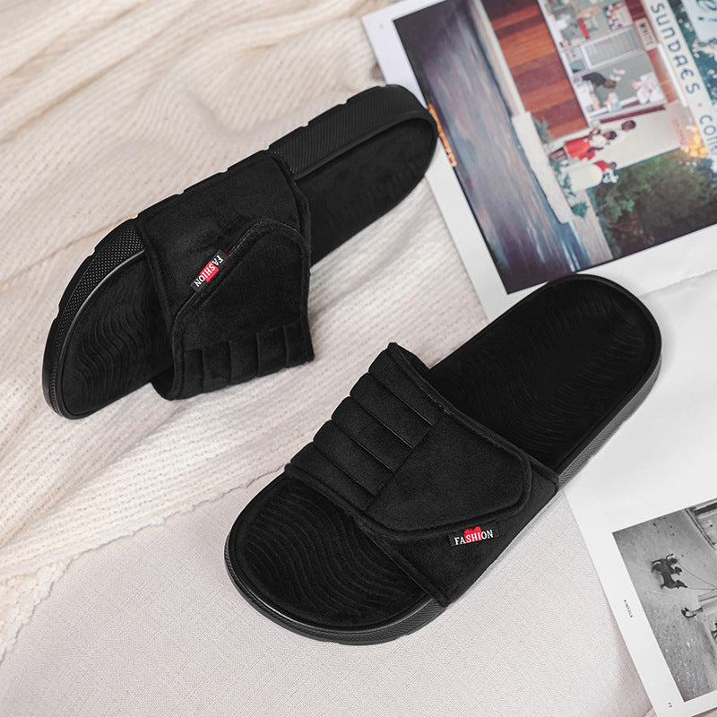 Mens Velcro-Strap réglable confortable Soft-Soled Respirant Slippers