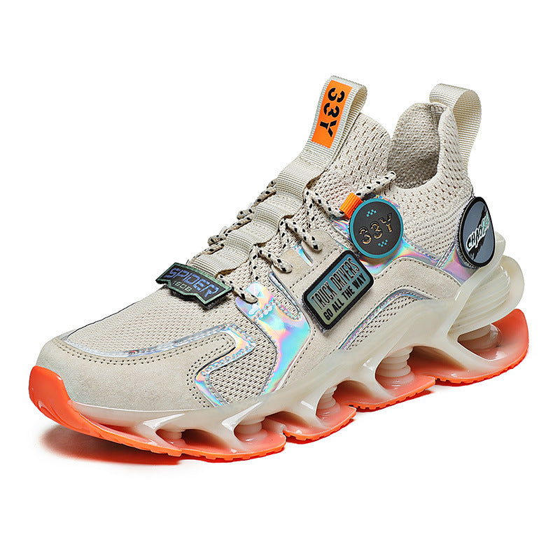 Lame Hollow Shock Absorption Sports Chaussures d'été Respirant Flying Woven Chaussures Casual