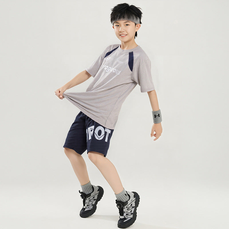 Boys' quick-drying short-sleeved top and shorts sports set