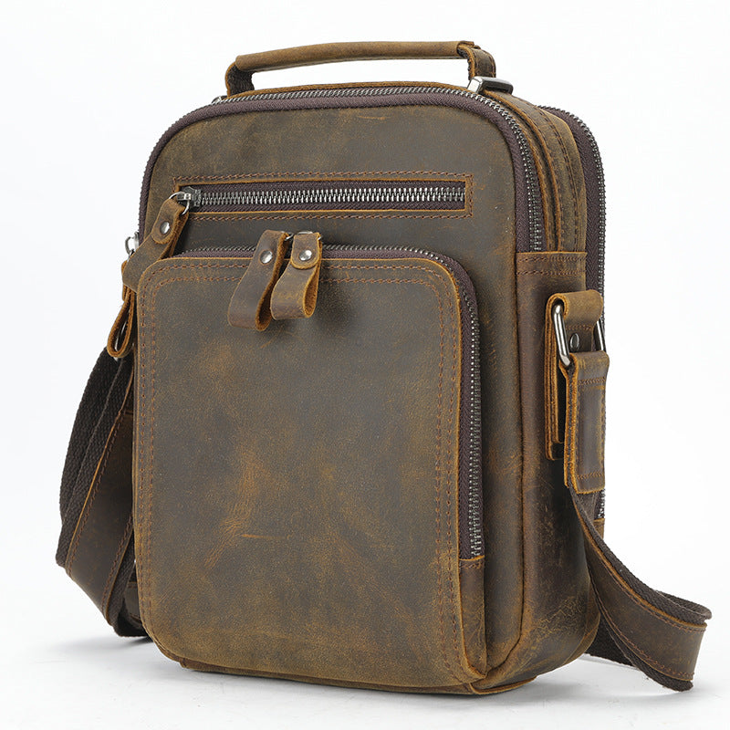 Véritable sac de messager en cuir vintage Cheval fou