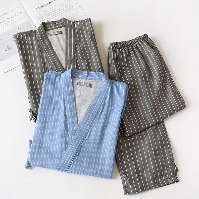 Coton Pyjama double couche à rayures japonaises