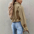 Veste femme à manches longues de style mandarin-collier Biker