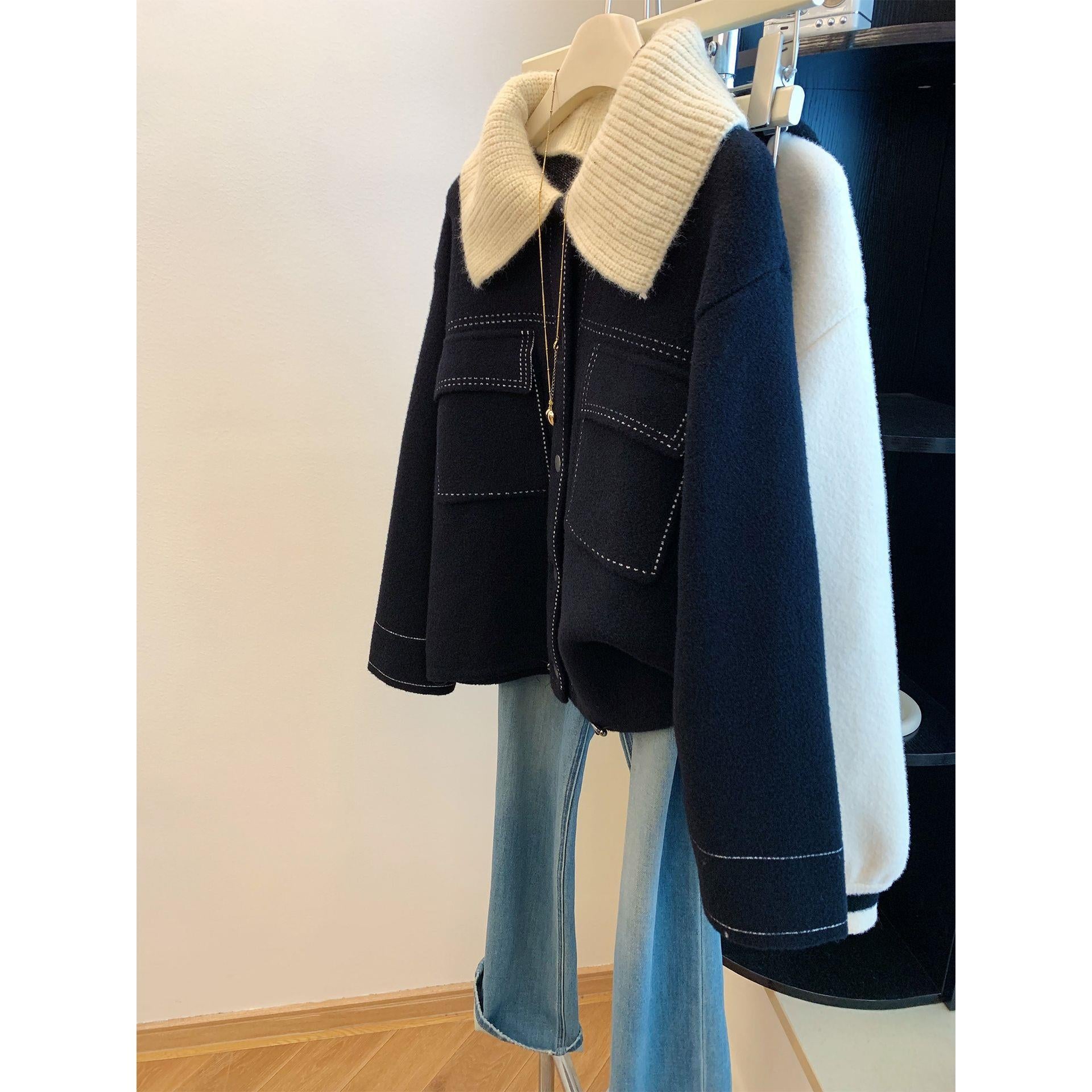 Top casual pour femmes en laine de col notch