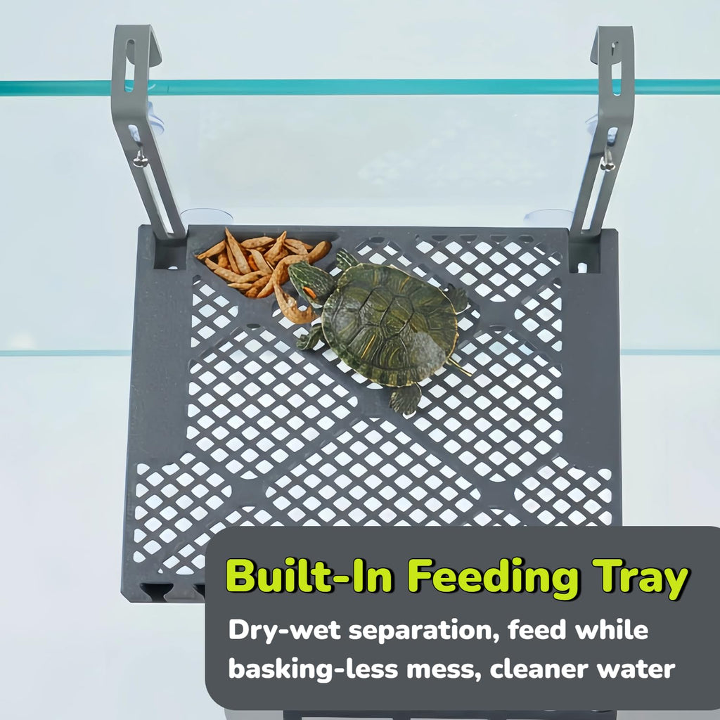 Plate-forme de mise bas de tortue suspendue avec plateau alimentaire intégré