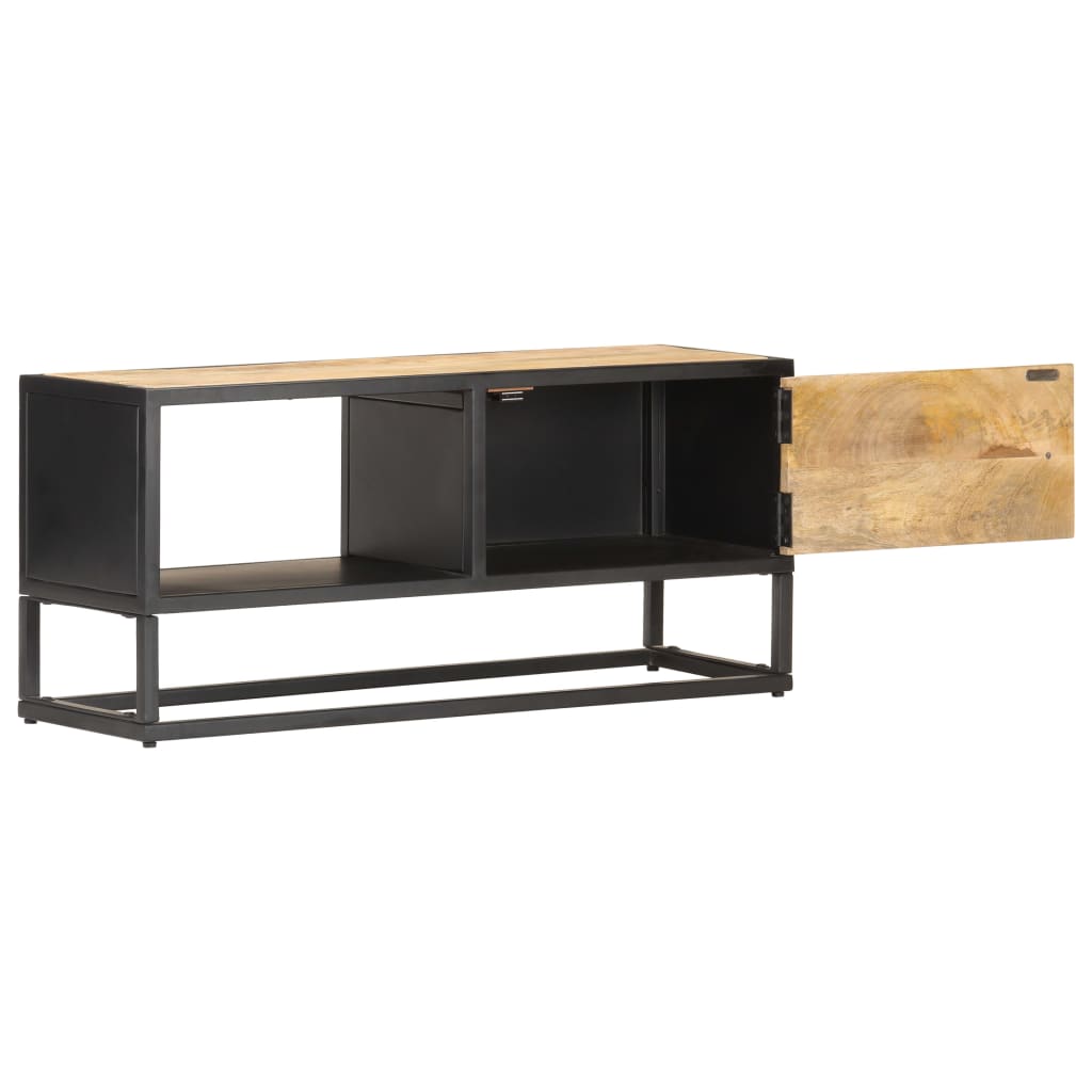 TV Cabinet avec porte sculptée 90x bois de mangue dur